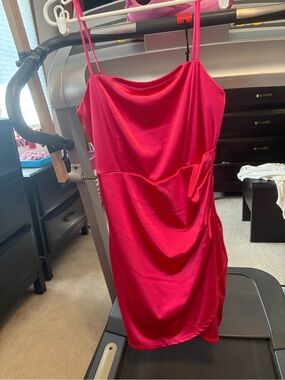 Emerald Sundae Satin Mini Dress in Fuchsia Pink